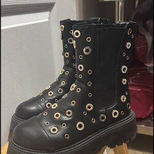 Studded Black Leather Boots